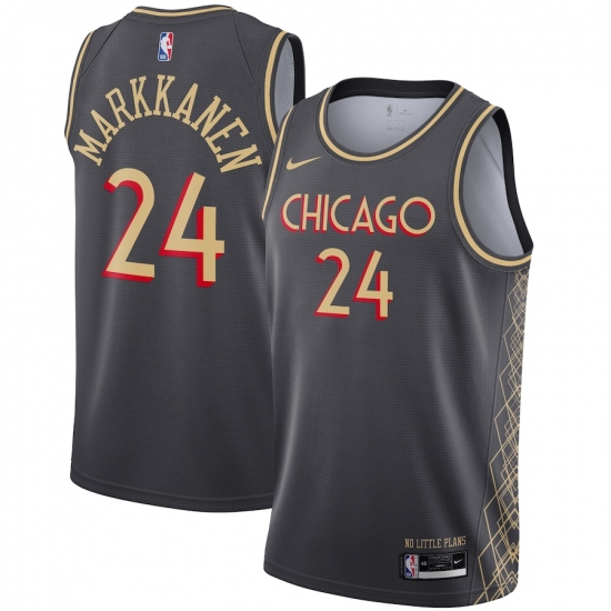 Men's Chicago Bulls #24 Lauri Markkanen Nike Gray 2020-21 Swingman Player Jersey - Ujersey