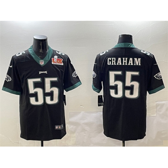 Men's Philadelphia Eagles #55 Brandon Graham Black 2025 Super Bowl LIX Vapor Untouchable Limited Football Stitched Jersey - Ujersey