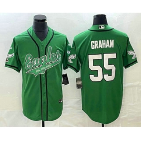 Men's Nike Philadelphia Eagles #55 Brandon Graham Green Cool Base Stitched Baseball Jersey - Ujersey