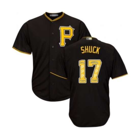 Men's Pittsburgh Pirates #17 JB Shuck Authentic Black Team Logo Fashion Cool Base Baseball Jersey - Ujersey