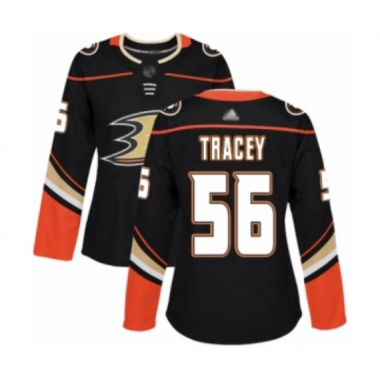 Women's Anaheim Ducks #56 Brayden Tracey Authentic Black Home Hockey Jersey - Ujersey