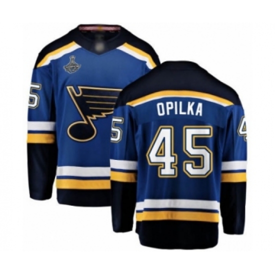 Men's St. Louis Blues #45 Luke Opilka Fanatics Branded Royal Blue Home Breakaway 2019 Stanley Cup Champions Hockey Jersey - Ujersey