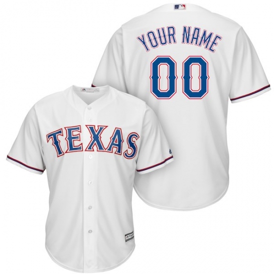 Men's Texas Rangers Majestic White Home Cool Base Custom Jersey - Ujersey