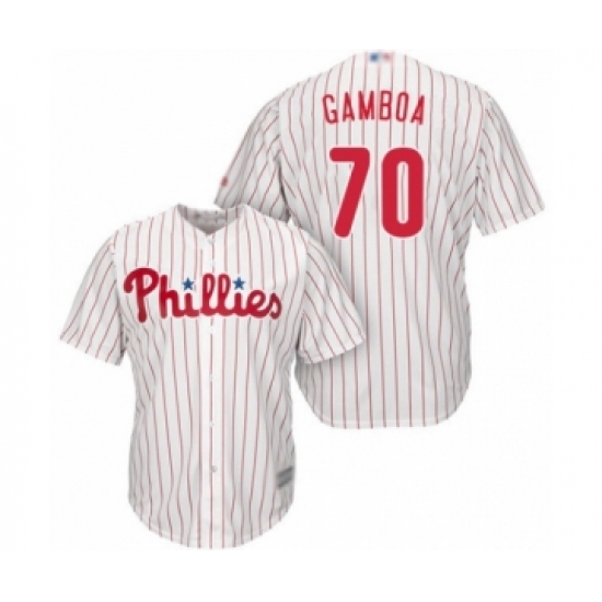 Youth Philadelphia Phillies #70 Arquimedes Gamboa Authentic White Red Strip Home Cool Base Baseball Player Jersey - Ujersey