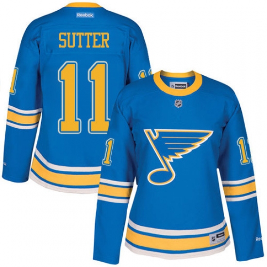 Women's Reebok St. Louis Blues #11 Brian Sutter Premier Blue 2017 Winter Classic NHL Jersey