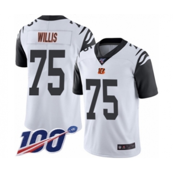 Men's Cincinnati Bengals #75 Jordan Willis Limited White Rush Vapor Untouchable 100th Season Football Jersey - Ujersey