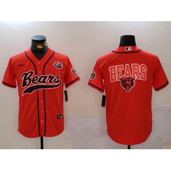 Men's Chicago Bears Blank Orange Throwback With Cool Base Stitched Baseball Jerseys - Ujersey