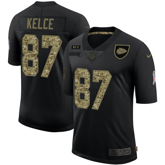 Men's Kansas City Chiefs #87 Travis Kelce Camo 2020 Salute To Service Limited Jersey - Ujersey