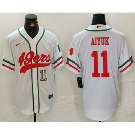 Men's San Francisco 49ers #11 Brandon Aiyuk Number White Mexico Cool Base Stitched Baseball Jersey - Ujersey