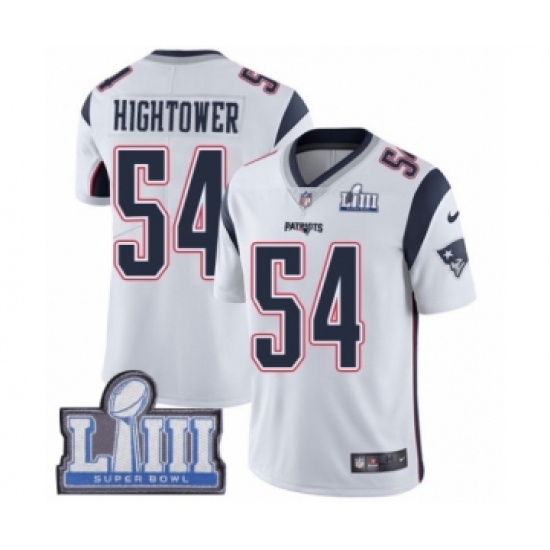 Youth Nike New England Patriots #54 Dont'a Hightower White Vapor Untouchable Limited Player Super Bowl LIII Bound NFL Jersey - Ujersey