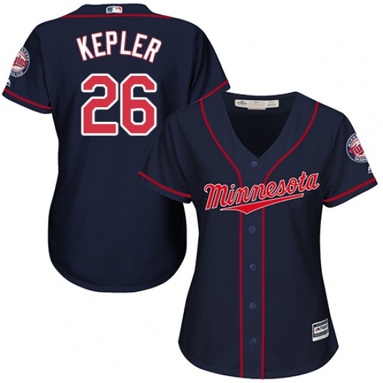 Women's Majestic Minnesota Twins #26 Max Kepler Authentic Navy Blue Alternate Road Cool Base MLB Jersey - Ujersey