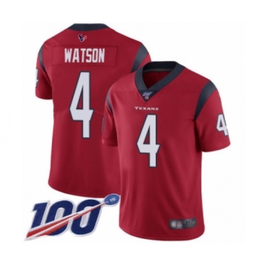 Men's Nike Houston Texans #4 Deshaun Watson Red Alternate Vapor Untouchable Limited Player 100th Season NFL Jersey - Ujersey