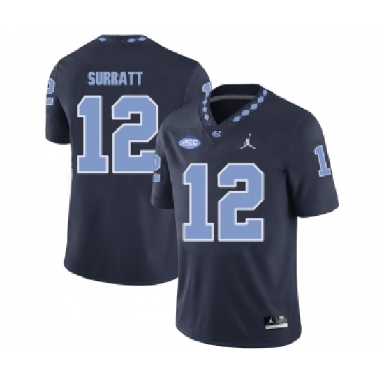 North Carolina Tar Heels 12 Chazz Surratt Black College Football Jersey - Ujersey