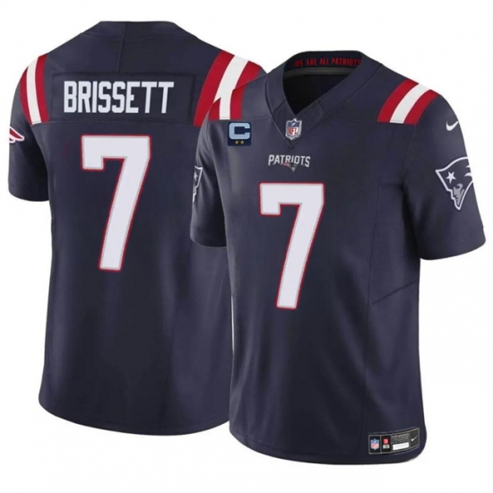 Men's New England Patriots #7 Jacoby Brissett Navy F.U.S.E. With 2-Star C Vapor Limited Stitched Football Jersey - Ujersey