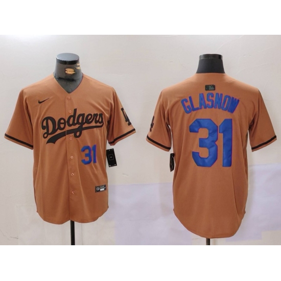 Men's Los Angeles Dodgers #31 Tyler Glasnow Number Olive Cool Base Limited Stitched Jerseys