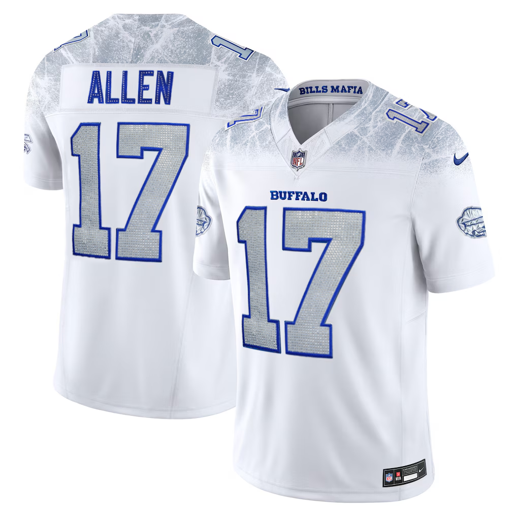 [Diamond-Studded Collector's Edition] Josh Allen Buffalo Bills 2025 Rivalries Collection Limited Jersey - White - Ujersey NHL