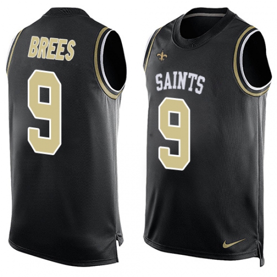 Men's Nike New Orleans Saints #9 Drew Brees Limited Black Player Name & Number Tank Top NFL Jersey - Ujersey
