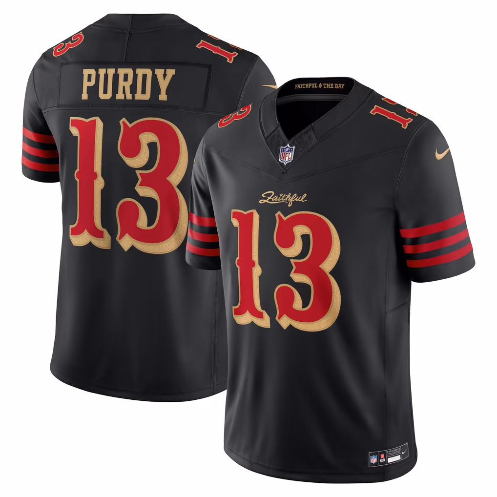 Men's San Francisco 49ers Brock Purdy Nike Black Rivalries Collection Stitched Limited Jersey - Ujersey