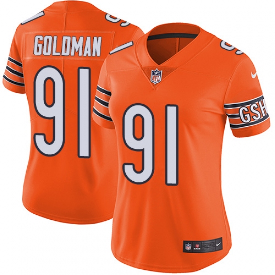 Women's Nike Chicago Bears #91 Eddie Goldman Limited Orange Rush Vapor Untouchable NFL Jersey - Ujersey