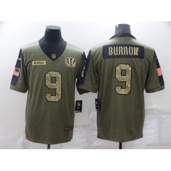 Men's Cincinnati Bengals #9 Joe Burrow Camo 2021 Salute To Service Limited Player Jersey - Ujersey