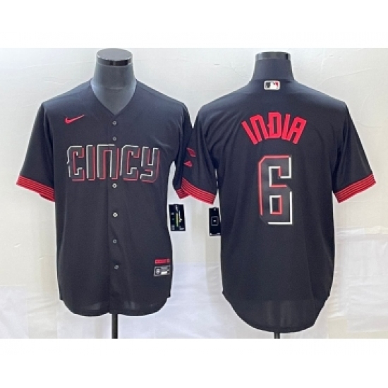 Men's Cincinnati Reds #6 Jonathan India Black 2023 City Connect Stitched Jersey - Ujersey