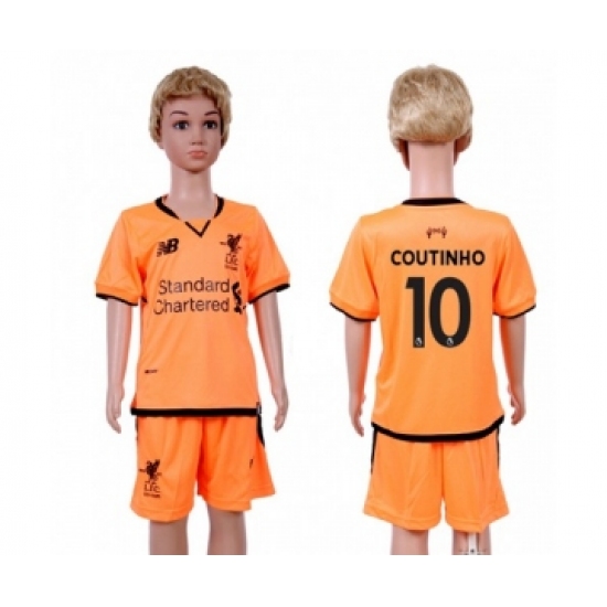 Liverpool #10 Coutinho Sec Away Kid Soccer Club Jersey