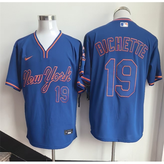 Men's New York Mets #19 Bo Bichette Blue Stitched Baseball Jersey - Ujersey