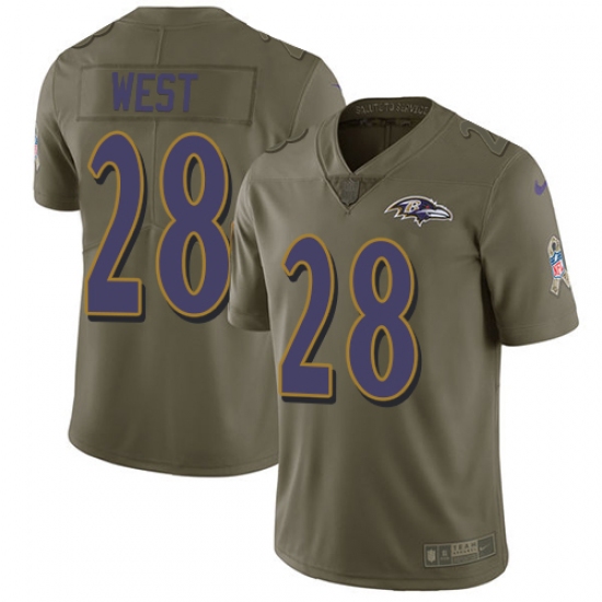 Youth Nike Baltimore Ravens #28 Terrance West Limited Olive 2017 Salute to Service NFL Jersey - Ujersey