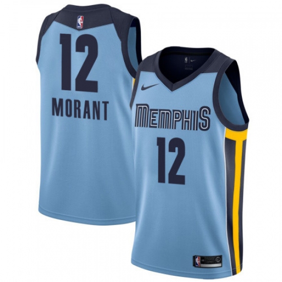 Men's Nike Memphis Grizzlies #12 Ja Morant Light Blue NBA Swingman Statement Edition Jersey - Ujersey