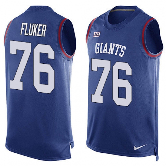 Men's Nike New York Giants #76 D.J. Fluker Limited Royal Blue Player Name & Number Tank Top NFL Jersey - Ujersey