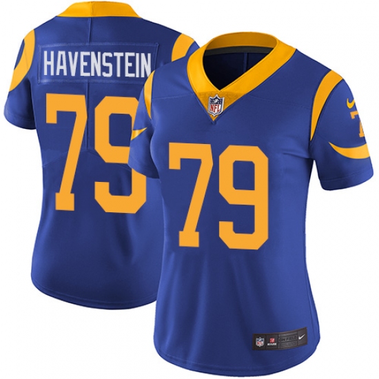 Women's Nike Los Angeles Rams #79 Rob Havenstein Elite Royal Blue Alternate NFL Jersey - Ujersey