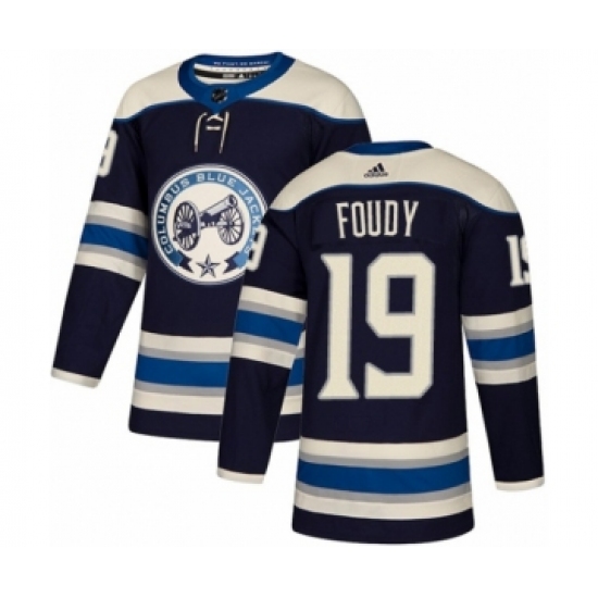 Youth Adidas Columbus Blue Jackets #19 Liam Foudy Premier Navy Blue Alternate NHL Jersey
