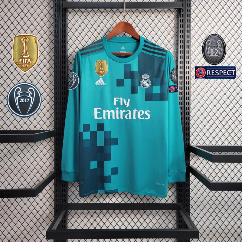 Real Madrid Retro Jersey Third Away Long Sleeve Custom Soccer Shirt 2017/18 - ujerseystore