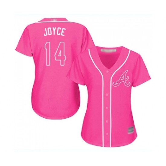 Women's Atlanta Braves #14 Matt Joyce Replica Pink Fashion Cool Base Baseball Jersey - Ujersey