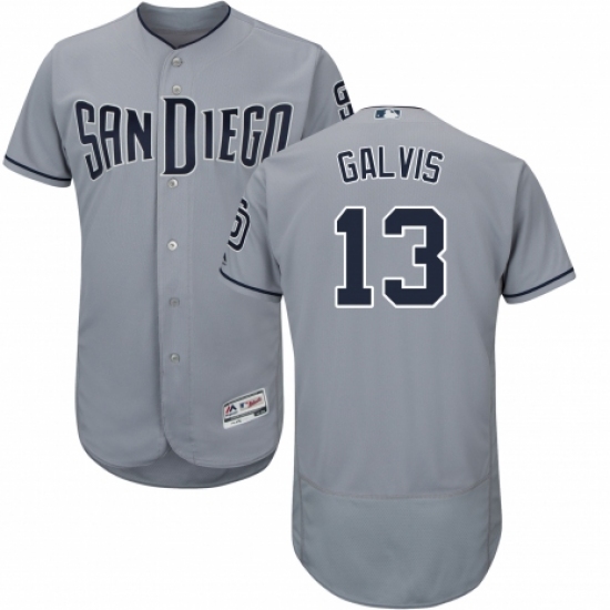 Men's Majestic San Diego Padres #13 Freddy Galvis Authentic Grey Road Cool Base MLB Jersey - Ujersey