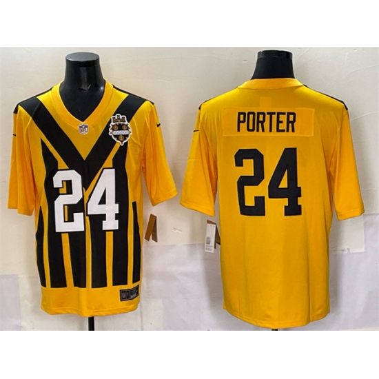 Men's Pittsburgh Steelers #24 Joey Porter Jr. Gold 1933 Throwback Alternate Football Stitched Game Jersey - Ujersey