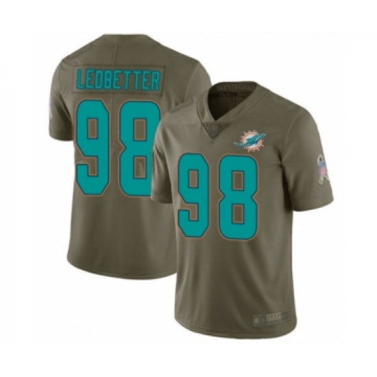 Men's Miami Dolphins #98 Jonathan Ledbetter Limited Olive 2017 Salute to Service Football Jersey - Ujersey