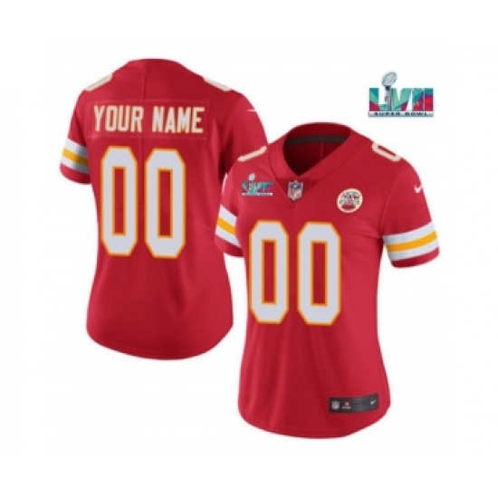 Women's Kansas City Chiefs Customized Red Super Bowl LVII Limited Stitched Jersey(Run Small - Ujersey