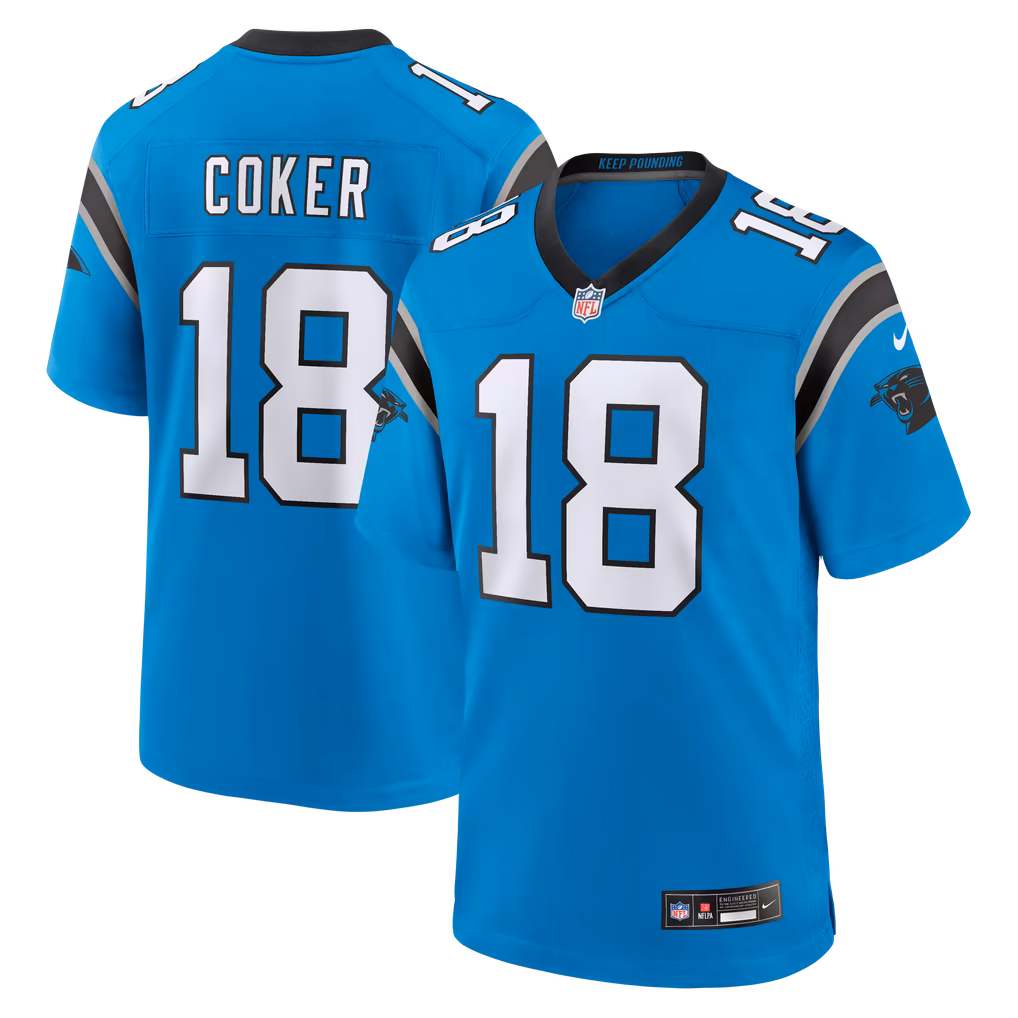 Men's Carolina Panthers Jalen Coker Nike Blue Alternate Game Jersey