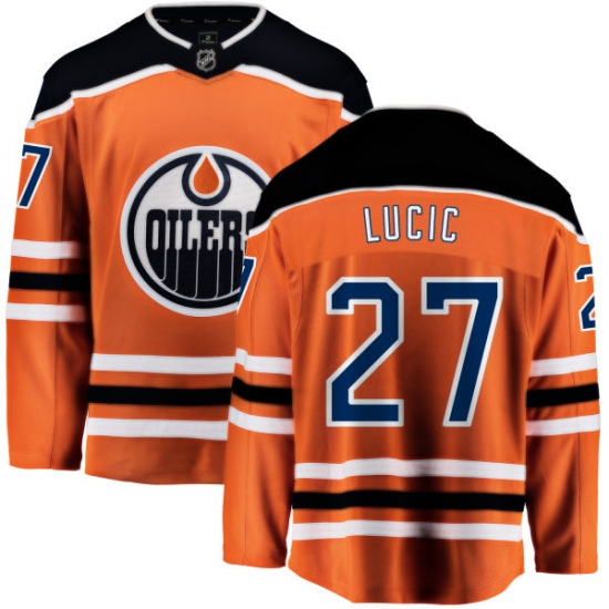 Men's Edmonton Oilers #27 Milan Lucic Fanatics Branded Orange Home Breakaway NHL Jersey - Ujersey