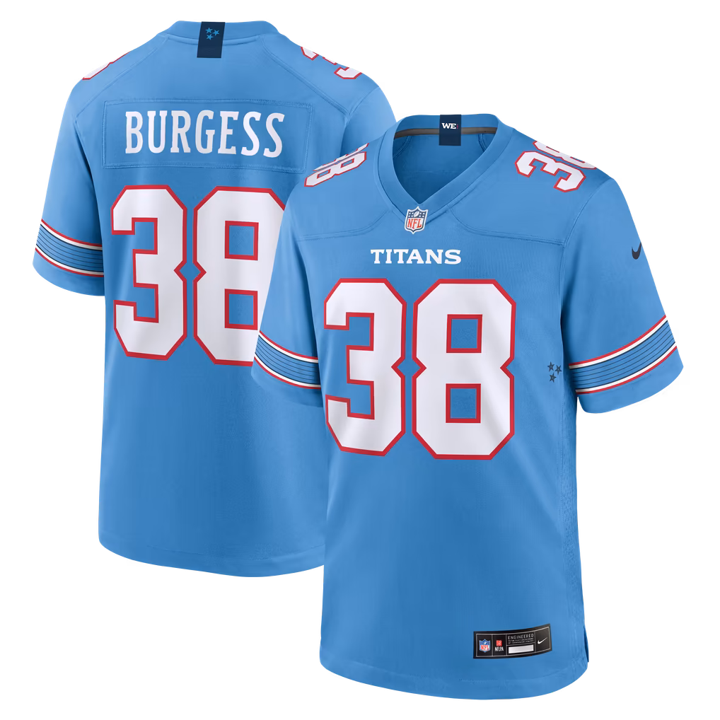 Men's Tennessee Titans Terrell Burgess Nike Light Blue Team Game Jersey
