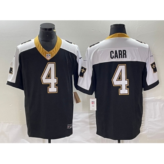 Men's Nike New Orleans Saints #4 Derek Carr Black-White 2023 F.U.S.E. Vapor Untouchable Stitched Football Jersey - Ujersey