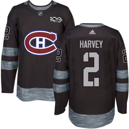 Men's Adidas Montreal Canadiens #2 Doug Harvey Authentic Black 1917-2017 100th Anniversary NHL Jersey - Ujersey