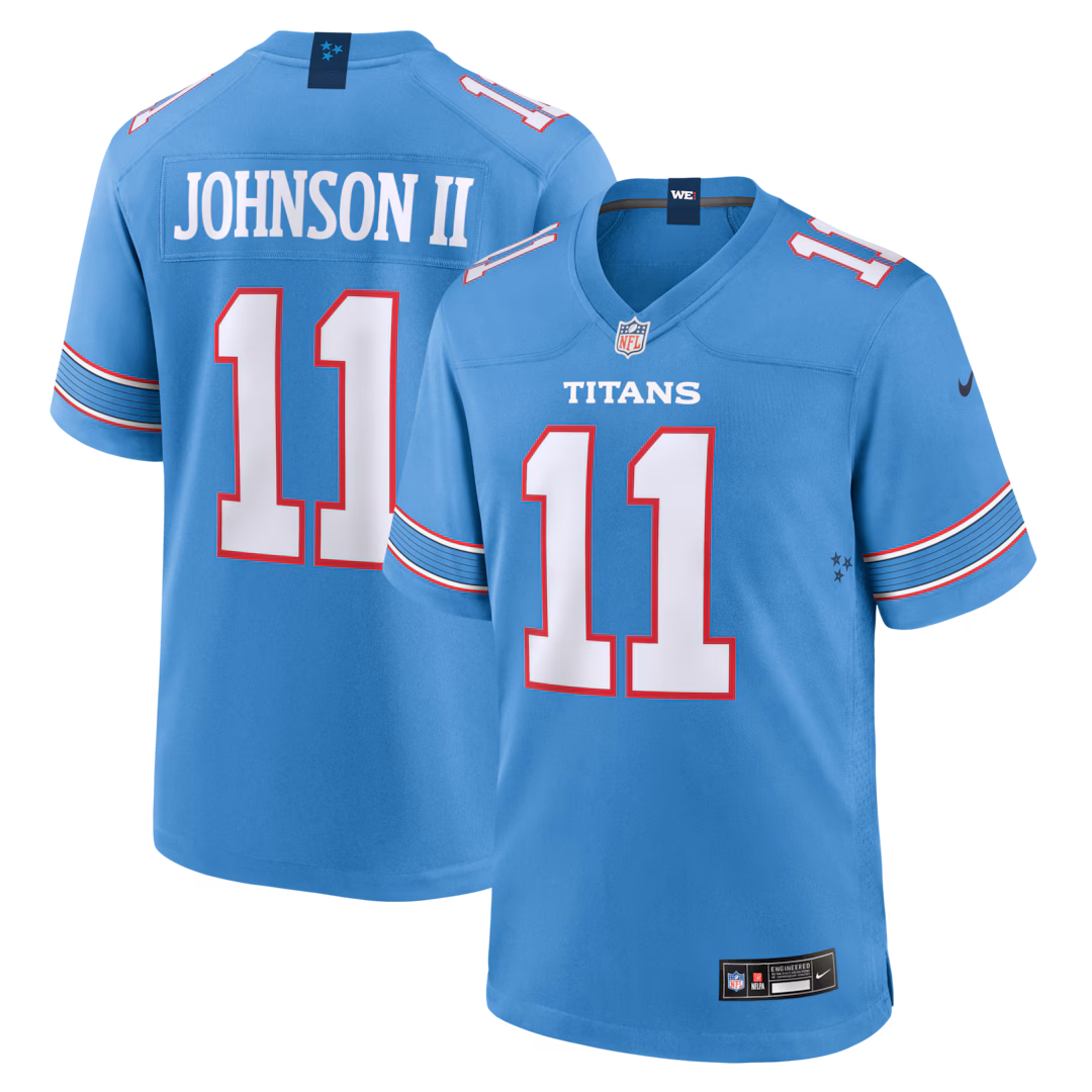 Men's Tennessee Titans Jermaine Johnson II Nike Light Blue Team Game Jersey