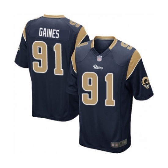 Men's Los Angeles Rams #91 Greg Gaines Game Navy Blue Team Color Football Jersey - Ujersey