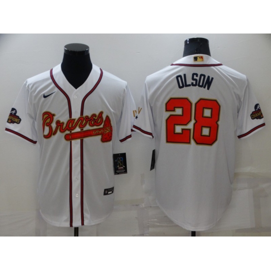 Men's Atlanta Braves #28 Matt Olson Nike White 2022 Gold Program Authentic Player Jersey - Ujersey