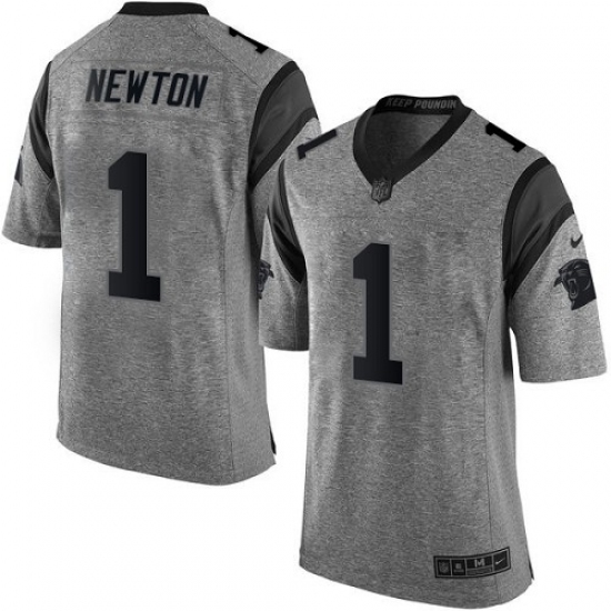 Men's Nike Carolina Panthers #1 Cam Newton Limited Gray Gridiron NFL Jersey - Ujersey