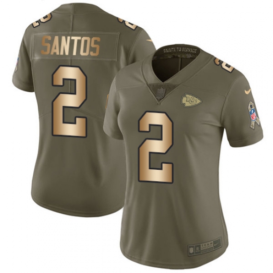 Women's Nike Kansas City Chiefs #2 Cairo Santos Limited Olive Gold 2017 Salute to Service NFL Jersey - Ujersey