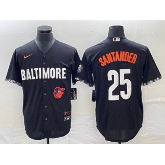 Men's Baltimore Orioles #25 Anthony Santander Black 2023 City Connect Cool Base Stitched Jersey 1 - Ujersey