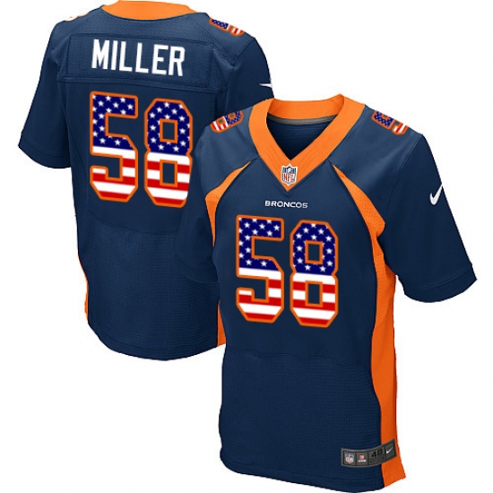 Men's Nike Denver Broncos #58 Von Miller Elite Navy Blue Alternate USA Flag Fashion NFL Jersey - ujerseystore
